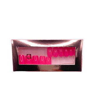 Glossy Medium Square Press On Nails in Hot Pink W/FREE NAIL GLUE